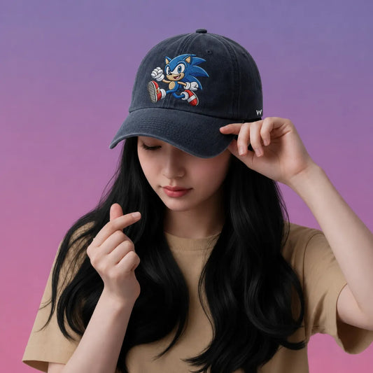 Sonic Character Embroidered 100% Cotton Adjustable Dad Cap