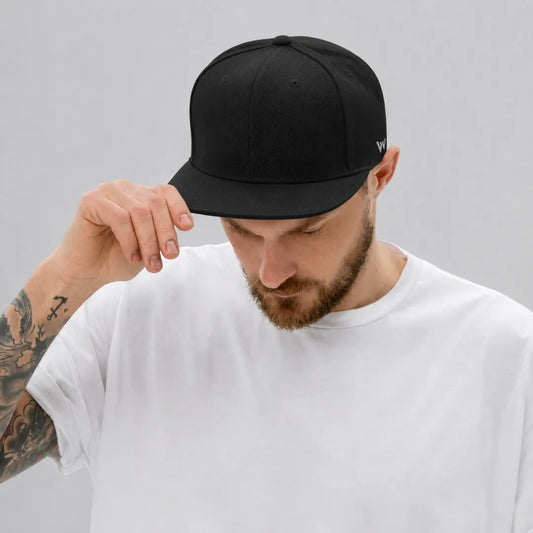 Unisex Black Hip-Hop Style Flat Brim Snapback Cap