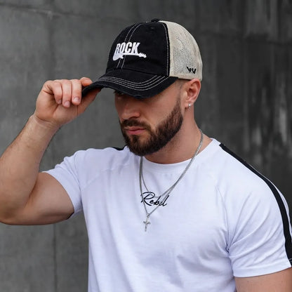ROCK Embroidered Adult Mesh Trucker Cap