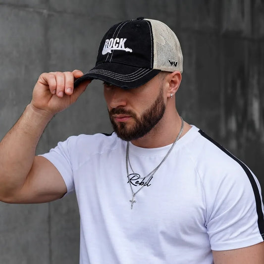 ROCK Embroidered Adult Mesh Trucker Cap