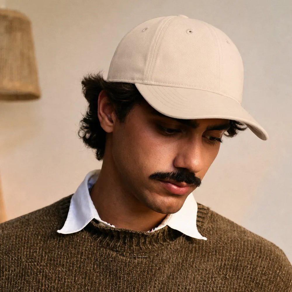 Unisex Vintage Cream 100% Cotton Adjustable Baseball Cap