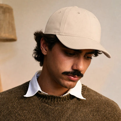 Unisex Vintage Cream 100% Cotton Adjustable Baseball Cap