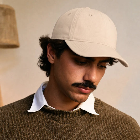Unisex Vintage Cream 100% Cotton Adjustable Baseball Cap