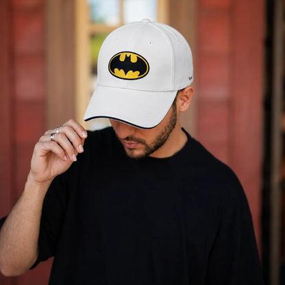 Batman Logo Embroidered 5-Panel Piped Cotton Dad Cap