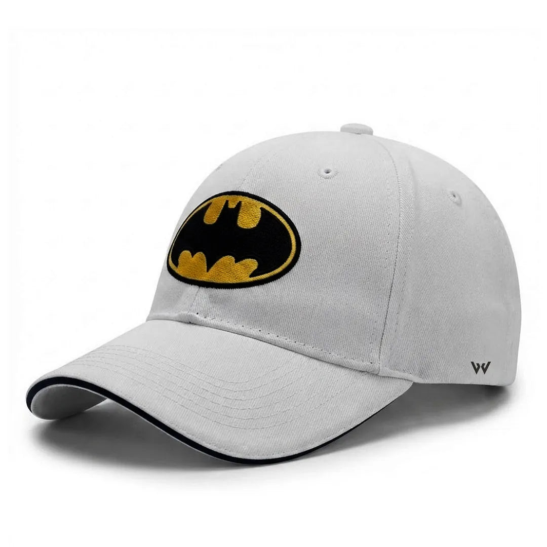 Batman Logo Embroidered 5-Panel Piped Cotton Dad Cap