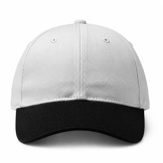 Unisex White and Black 100% Cotton Adjustable Dad Cap