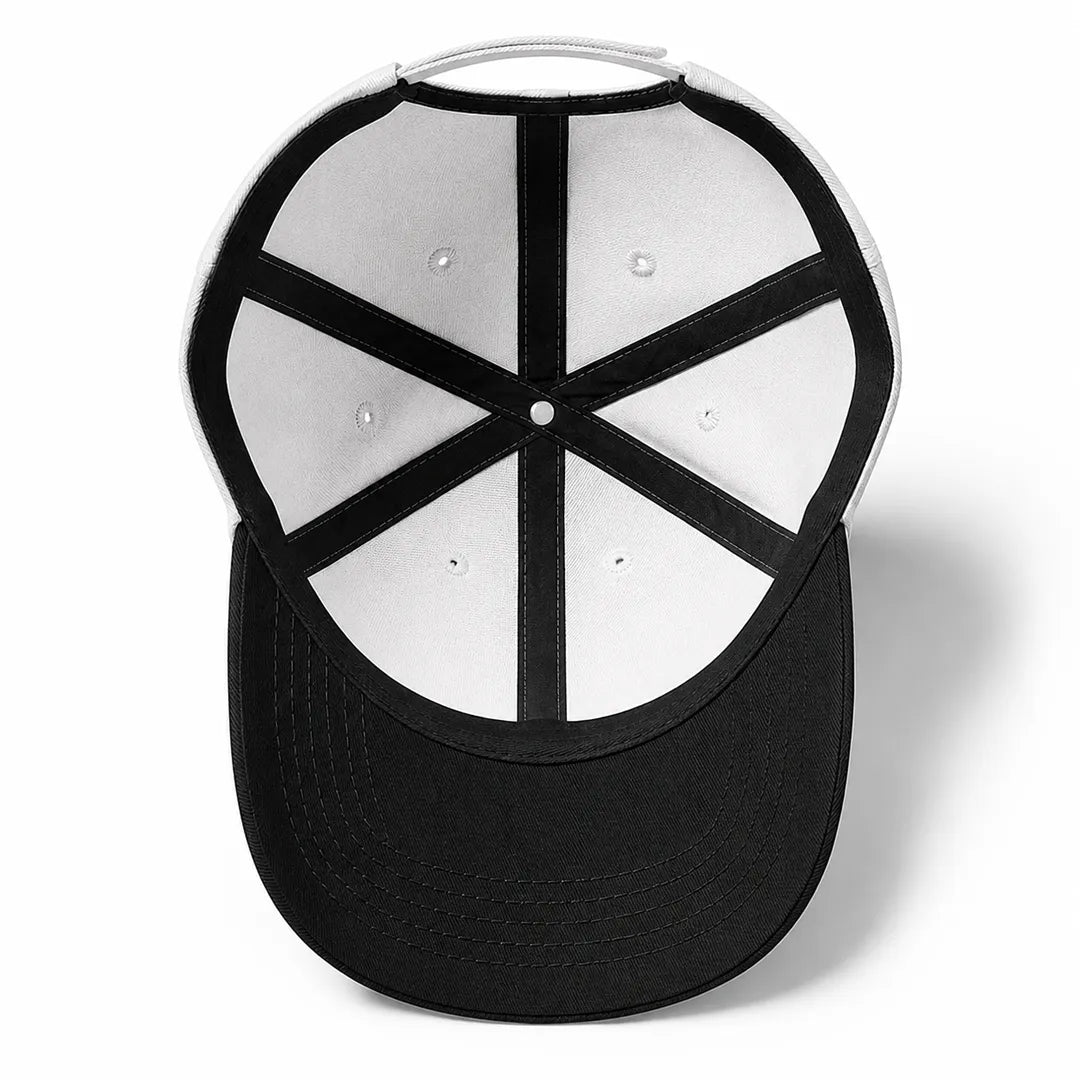 Unisex White and Black 100% Cotton Adjustable Dad Cap