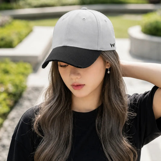 Unisex White and Black 100% Cotton Adjustable Dad Cap