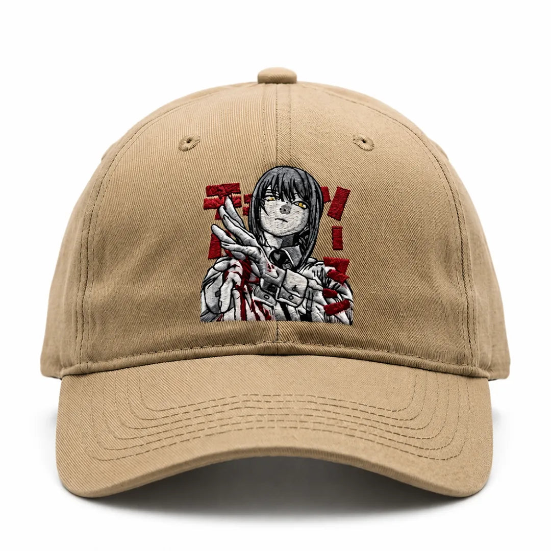 Makima Anime Embroidered Organic Cotton Adjustable Dad Cap