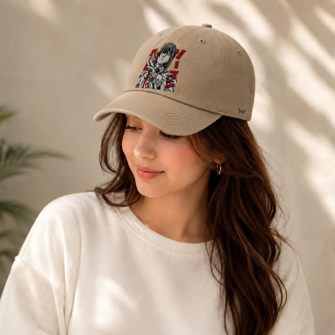 Makima Anime Embroidered Organic Cotton Adjustable Dad Cap