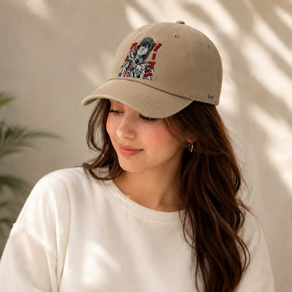 Makima Anime Embroidered Organic Cotton Adjustable Dad Cap