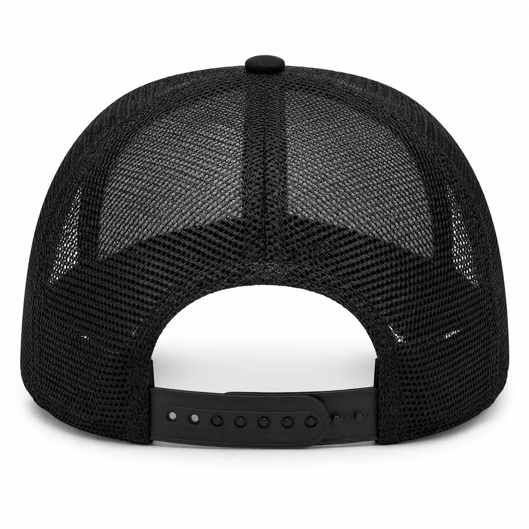 Men’s Black Cotton Mesh-Back Adjustable Snap Dad Cap