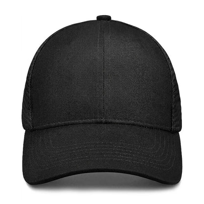 Men’s Black Cotton Mesh-Back Adjustable Snap Dad Cap
