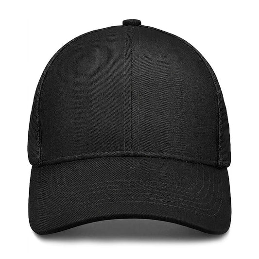 Men’s Black Cotton Mesh-Back Adjustable Snap Dad Cap