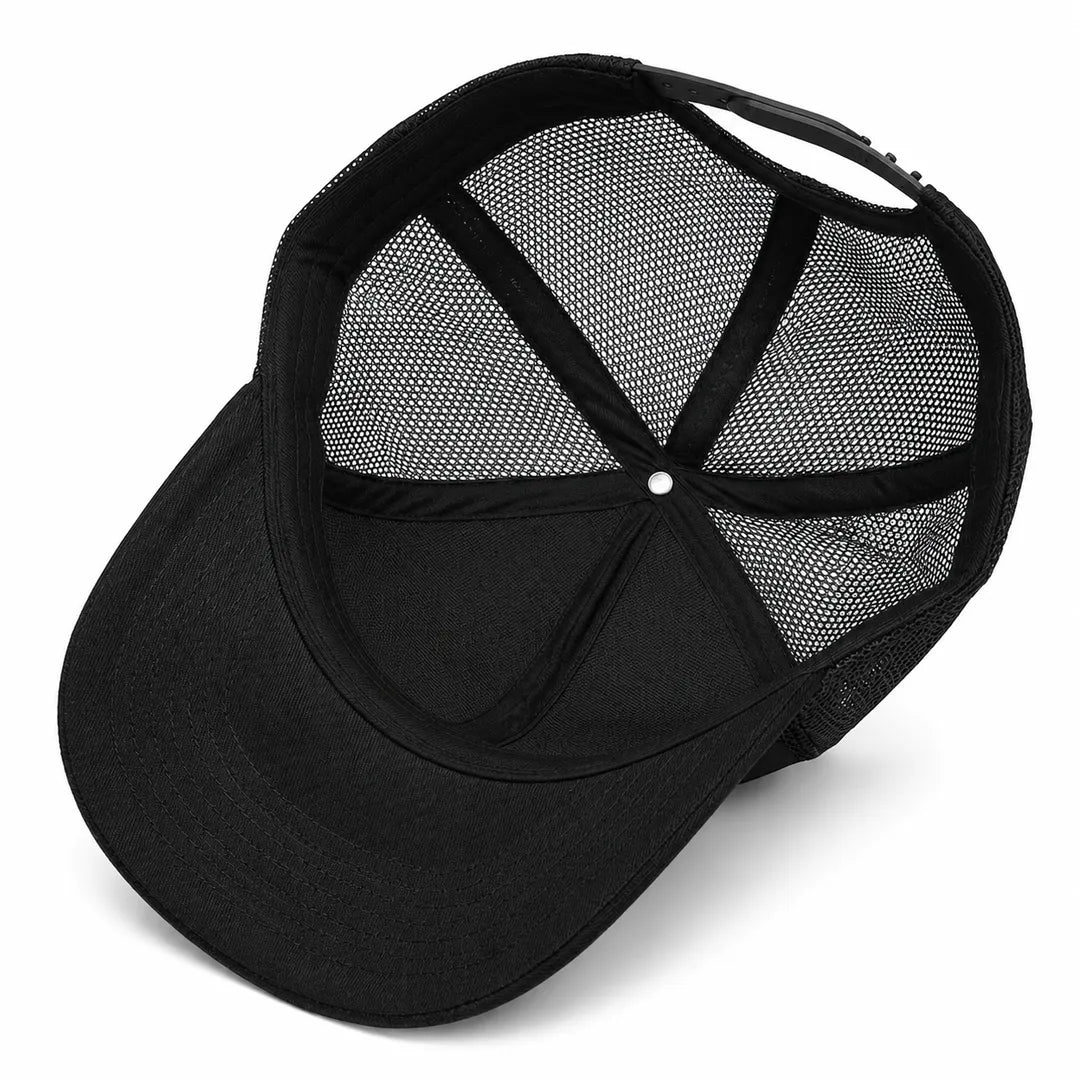 Men’s Black Cotton Mesh-Back Adjustable Snap Dad Cap