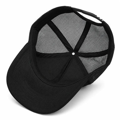 Men’s Black Cotton Mesh-Back Adjustable Snap Dad Cap