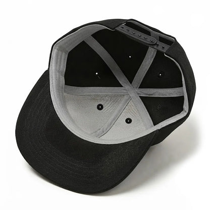 Titanic Embroidered Black Cotton Flat Brim Snapback Cap