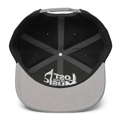 Lost in the Music Embroidered Black & Grey Medium-Profile Snapback Cap