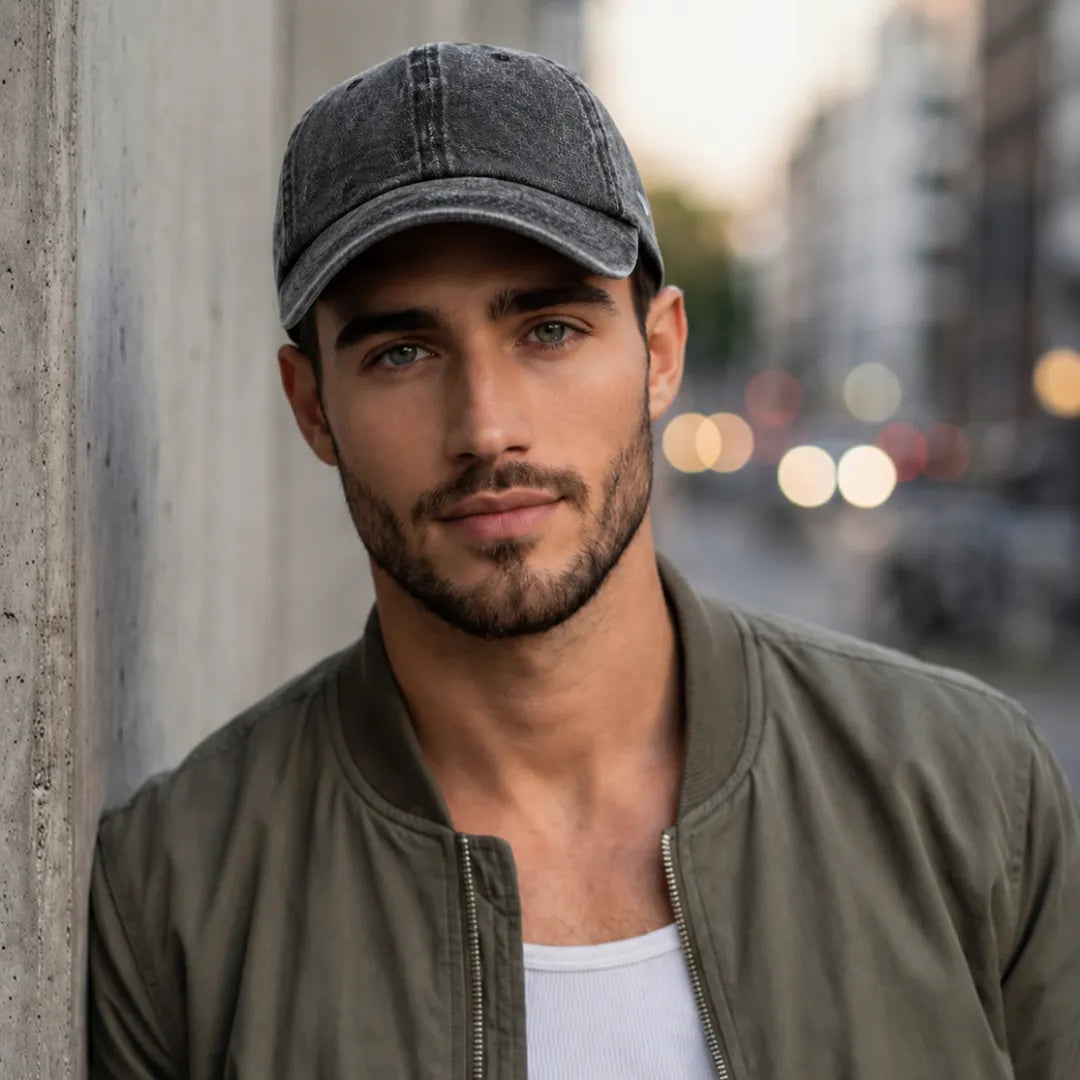 NPJY Vintage Washed Black Low-Profile Adjustable Baseball Cap