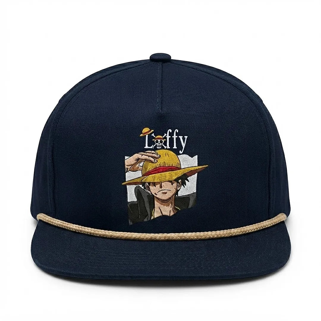 Loffy Embroidered Navy Blue Cotton Terminal Shot Snapback Cap