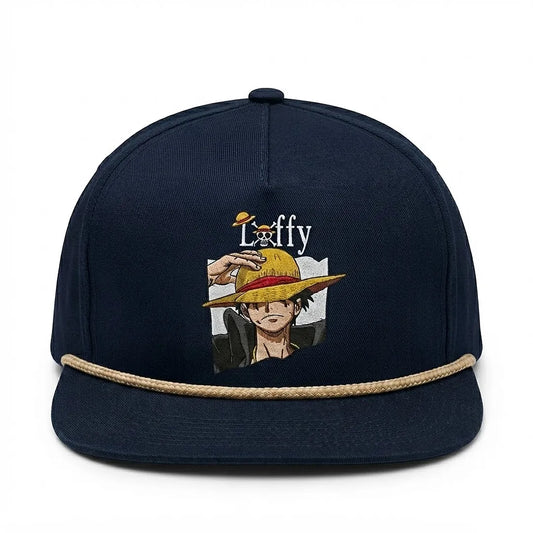 Loffy Embroidered Navy Blue Cotton Terminal Shot Snapback Cap