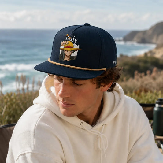 Loffy Embroidered Navy Blue Cotton Terminal Shot Snapback Cap