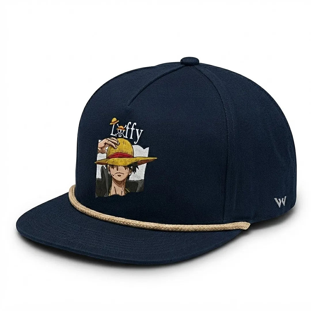 Loffy Embroidered Navy Blue Cotton Terminal Shot Snapback Cap