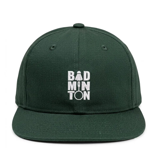 Unisex Dark Green Badminton Embroidered Performance Snapback Cap