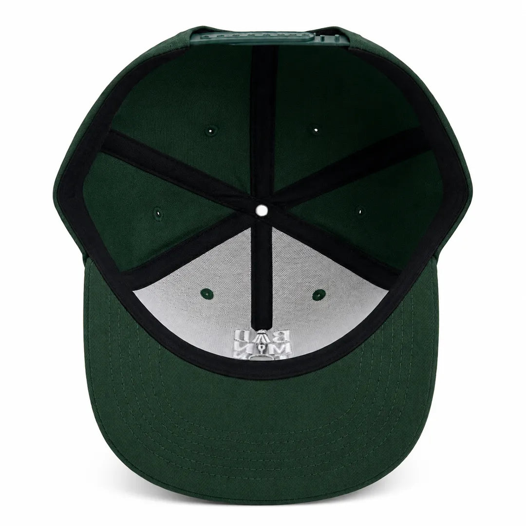 Unisex Dark Green Badminton Embroidered Performance Snapback Cap