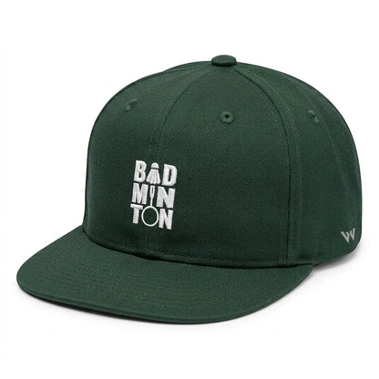 Unisex Dark Green Badminton Embroidered Performance Snapback Cap