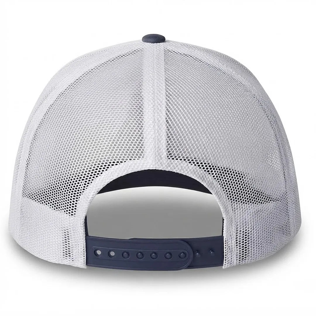 Unisex White & Navy Mesh-Back Trucker Snapback Cap