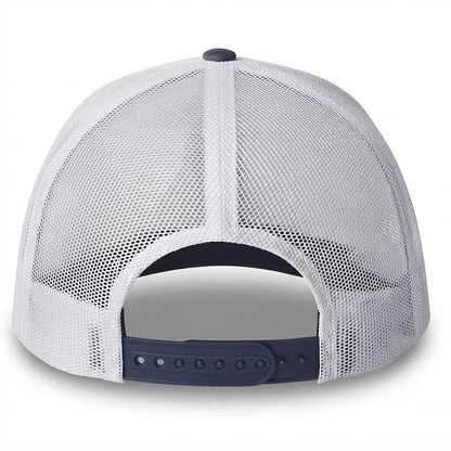 Unisex White & Navy Mesh-Back Trucker Snapback Cap