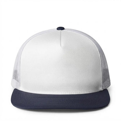 Unisex White & Navy Mesh-Back Trucker Snapback Cap