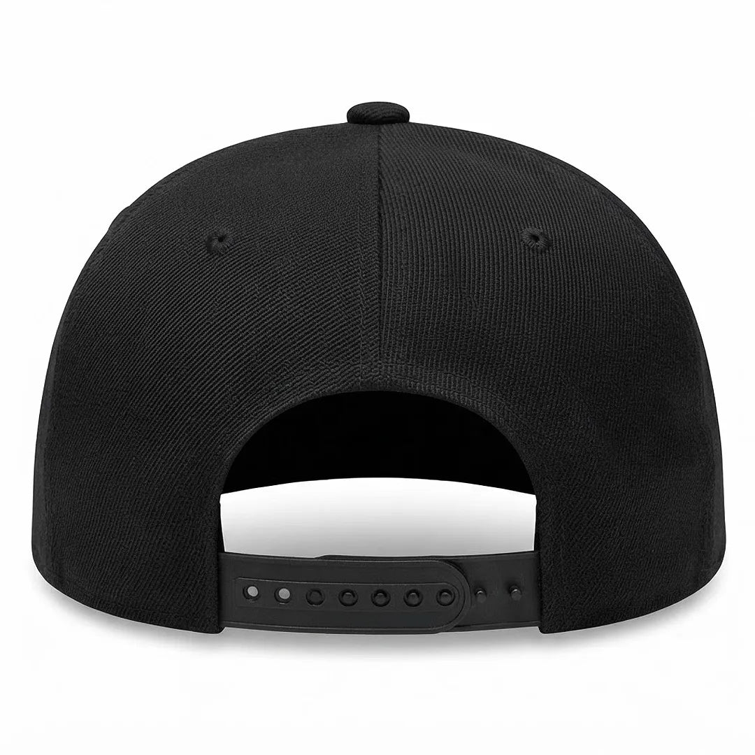 Unisex Black Hip-Hop Style Flat Brim Snapback Cap