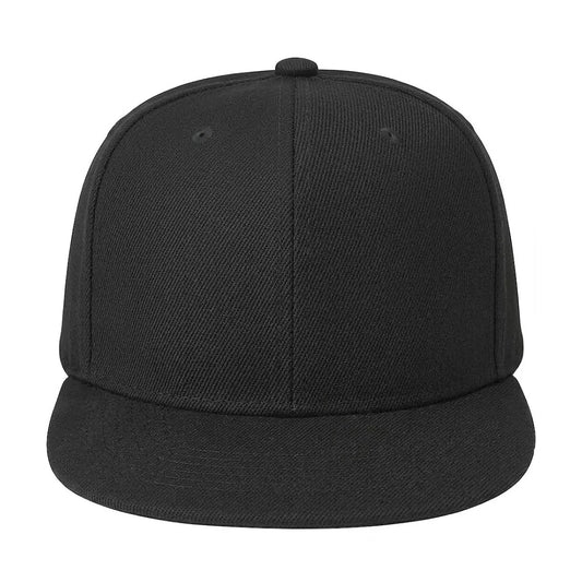 Unisex Black Hip-Hop Style Flat Brim Snapback Cap