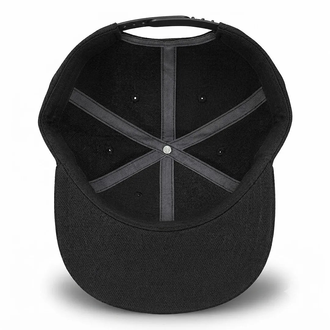 Unisex Black Hip-Hop Style Flat Brim Snapback Cap