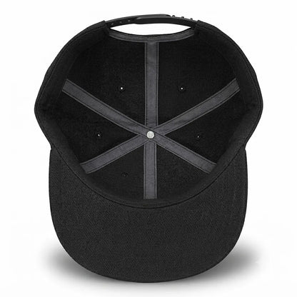 Unisex Black Hip-Hop Style Flat Brim Snapback Cap