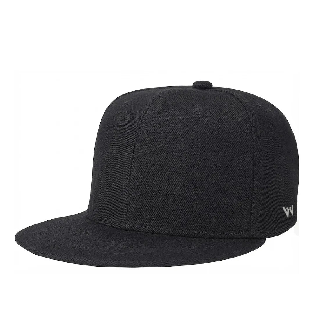 Unisex Black Hip-Hop Style Flat Brim Snapback Cap