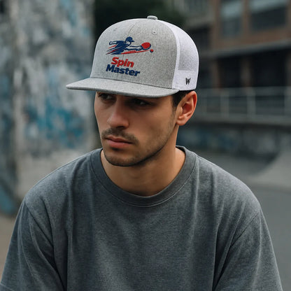 Unisex Grey Spin Master Embroidered Back Mesh Snapback Cap