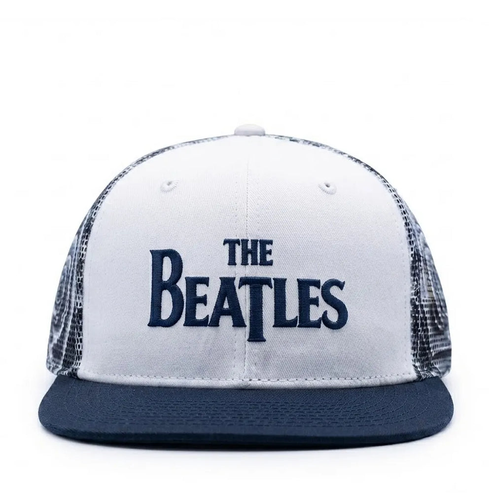 The Beatles Embroidered White & Navy Mesh-Back Snapback Cap