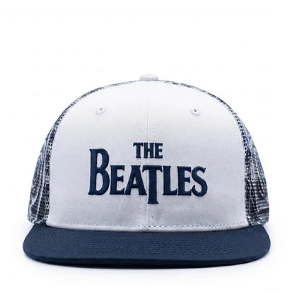 The Beatles Embroidered White & Navy Mesh-Back Snapback Cap