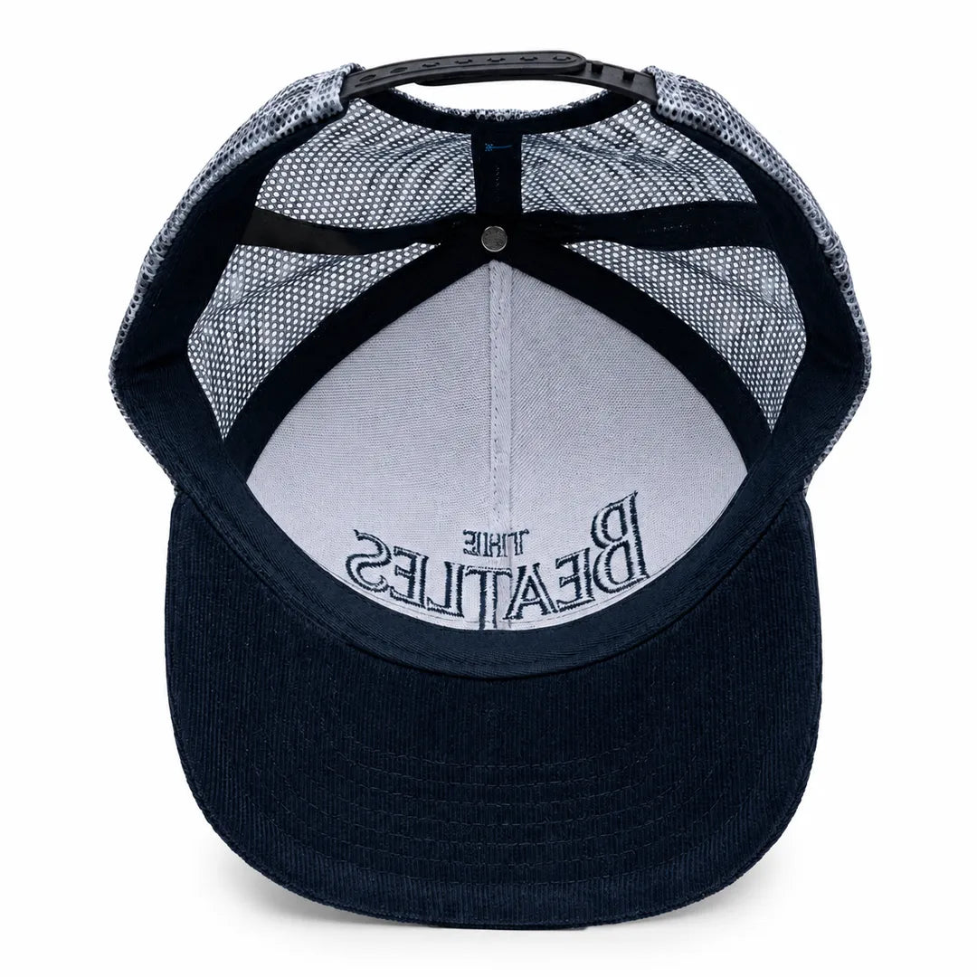 The Beatles Embroidered White & Navy Mesh-Back Snapback Cap