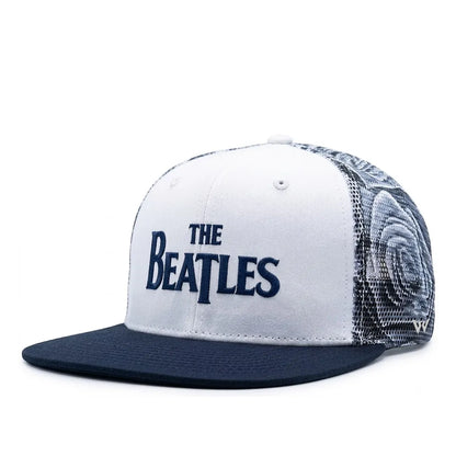The Beatles Embroidered White & Navy Mesh-Back Snapback Cap