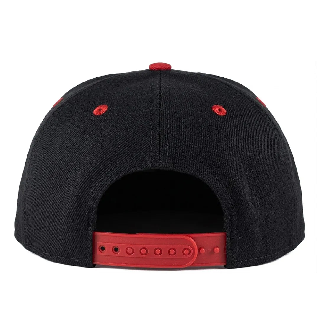 Black & Red Lucifer Embroidered Flat Brim Snapback Cap
