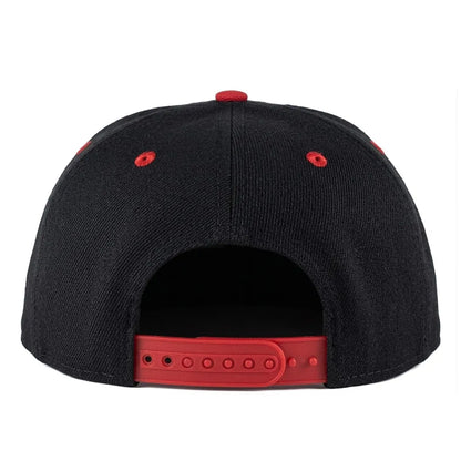 Black & Red Lucifer Embroidered Flat Brim Snapback Cap