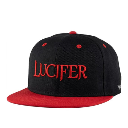 Black & Red Lucifer Embroidered Flat Brim Snapback Cap