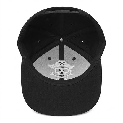 Jolly Roger Pirate Skull Embroidered Black Flat Brim Snapback Cap