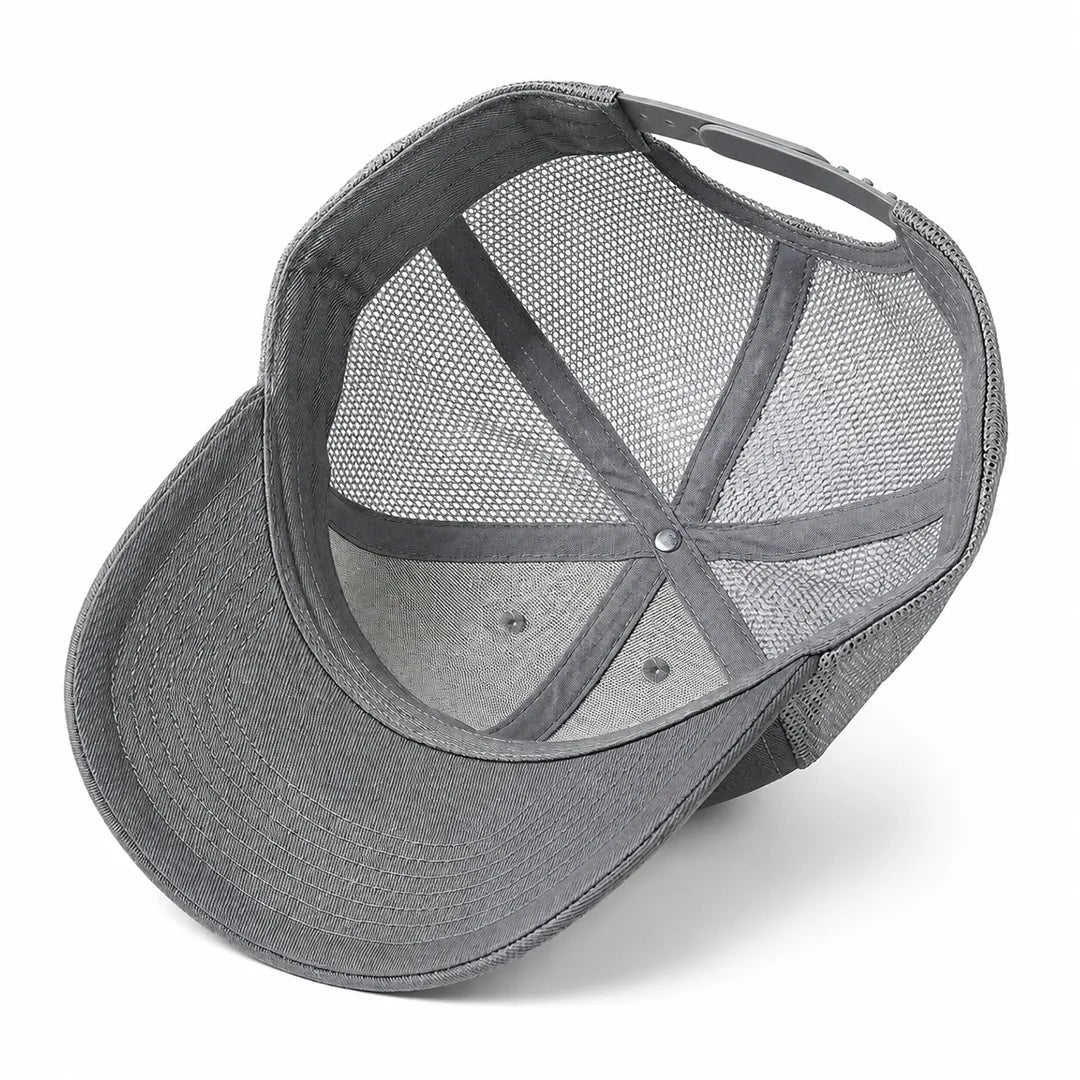Silver Textured Adjustable & Breathable Trucker Cap