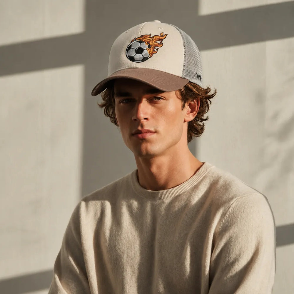Football Embroidered Trucker Snapback Cap Mesh